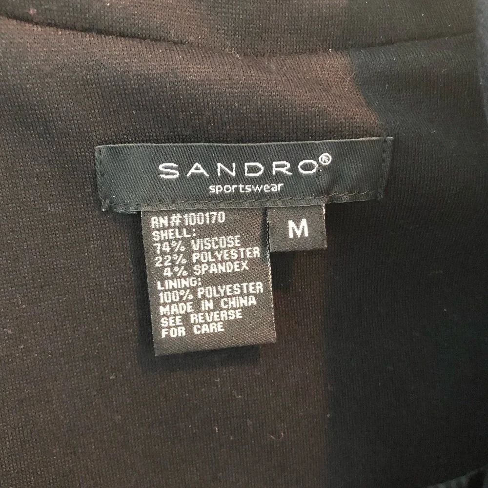 Sandro Sport Wear Black Cropped Pea Cot Size M - Picture 5 of 13